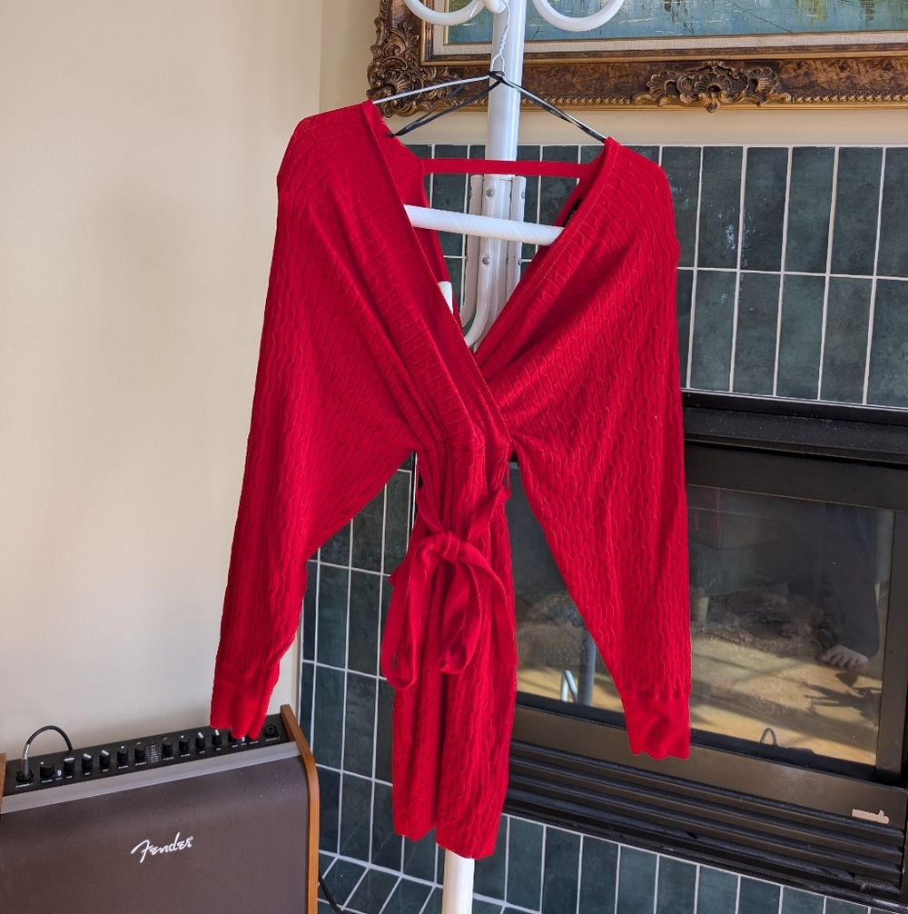 Forever 21 Vibrant Red Wrap Dress Backless Knitted
